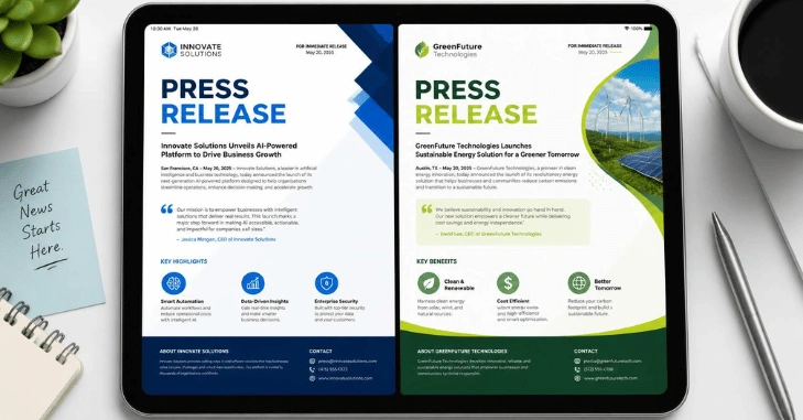 Two more press release example formats to copy